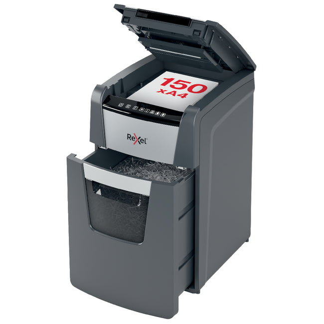 Rexel -  Optimum AutoFeed+ 150M papiervernietiger Microversnippering 55 dB 22 cm Zwart, Grijs