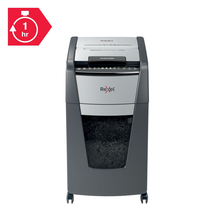 Rexel -  Optimum Auto+ 300M papiervernietiger Microversnippering 55 dB 23 cm Zwart, Grijs
