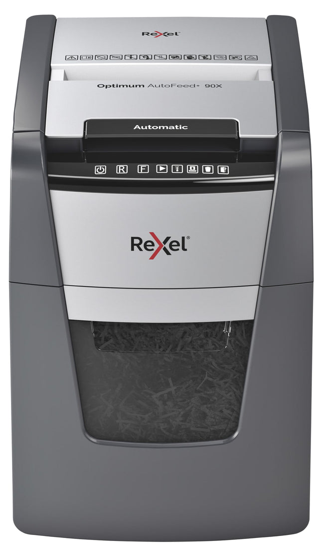 Rexel -  AutoFeed+ 90X papiervernietiger Kruisversnippering 55 dB Zwart, Grijs