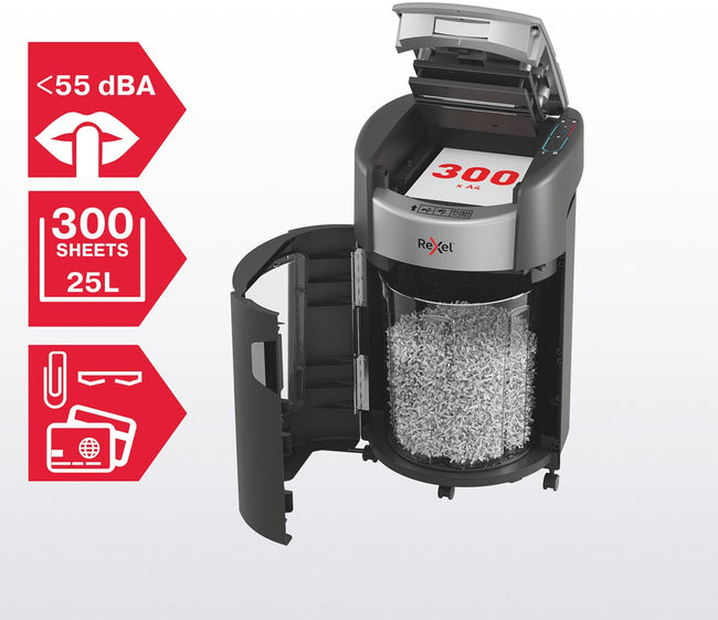 Rexel -  Papiervernietiger shredmax autofeed+ 300x p4 (afbeelding 2)