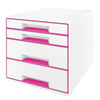 Leitz - Schubladenelement WOW 4 Schubladen weiß/rosa