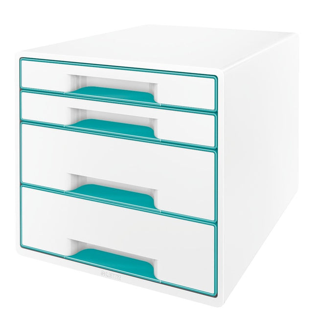 Leitz - Schubladenelement WOW 4 Schubladen weiß/eisblau