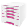 Leitz - Schubladenelement WOW 5 Schubladen weiß/rosa