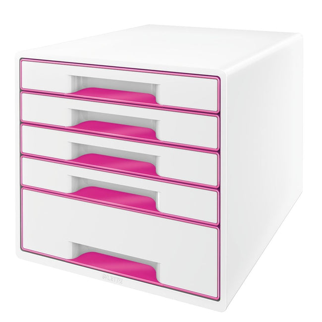 Leitz - Schubladenelement WOW 5 Schubladen weiß/rosa