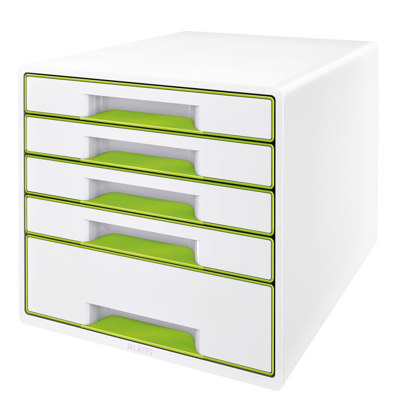 Leitz - Schubladenelement WOW CUBE 5 Schubladen weiß/grün