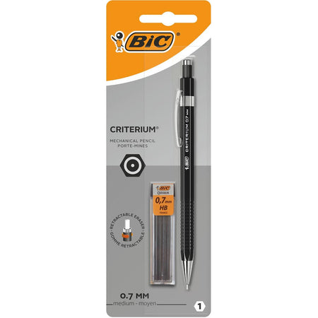 Bic – Druckbleistift, Blister mit 1 Stück + 12 Nachfüllungen (kostenlos), schwarz, 0,7 mm