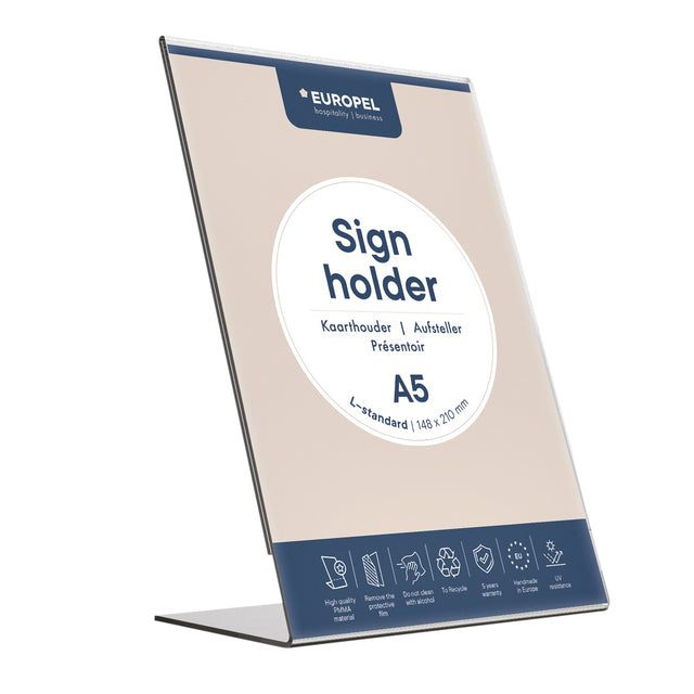 Europel - Kartenhalter Peel L-Standard A5 Hochformat aus Acryl