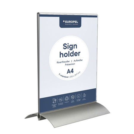 Europel - Kartenhalter Pel T-Standard A4 Hochformat Acryl / Aluminium