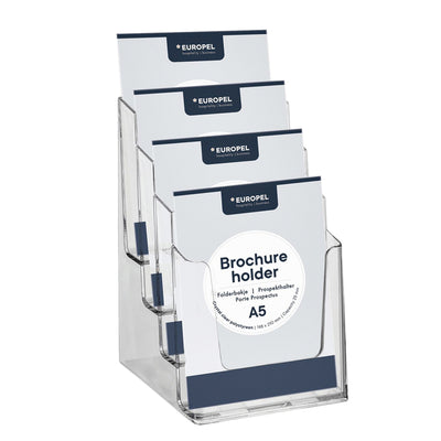 Europel - Prospekthalter Peel 4 Fächer A5 transparent
