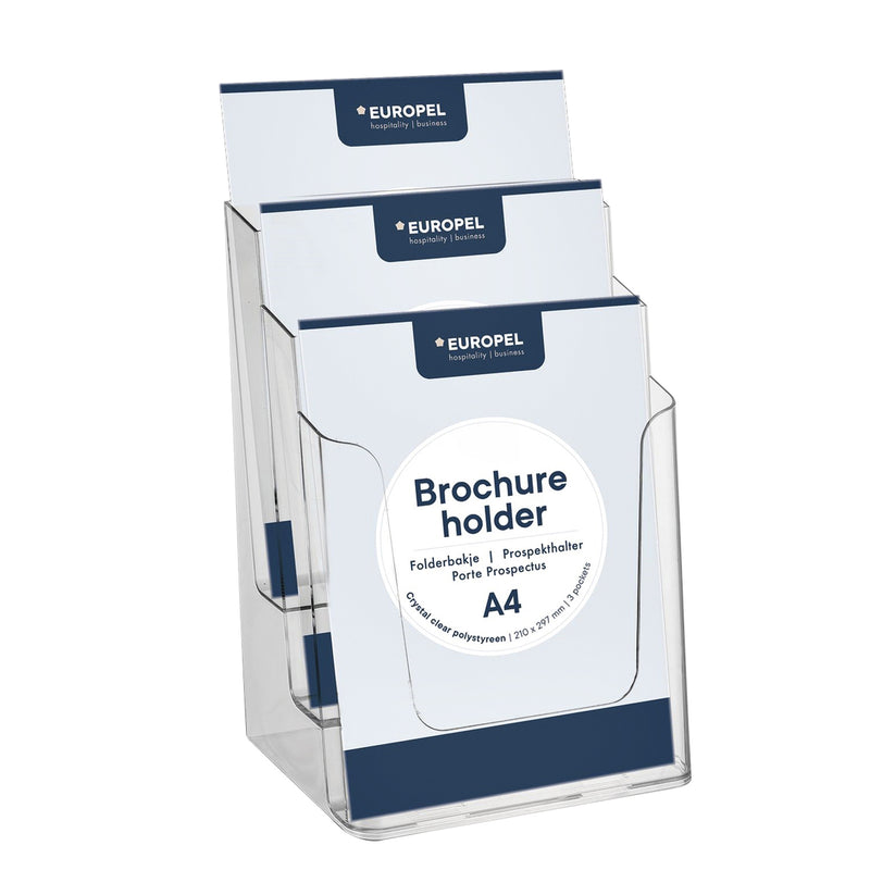 Europel - Prospekthalter Peel 3 Fächer A4 transparent