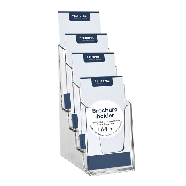 Europel - Prospekthalter Peel 4 Fächer 1/3 A4 transparent