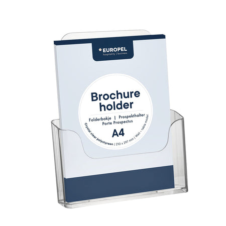Europel - Prospekthalter Peel Tisch/Wand A4 41mm transparent