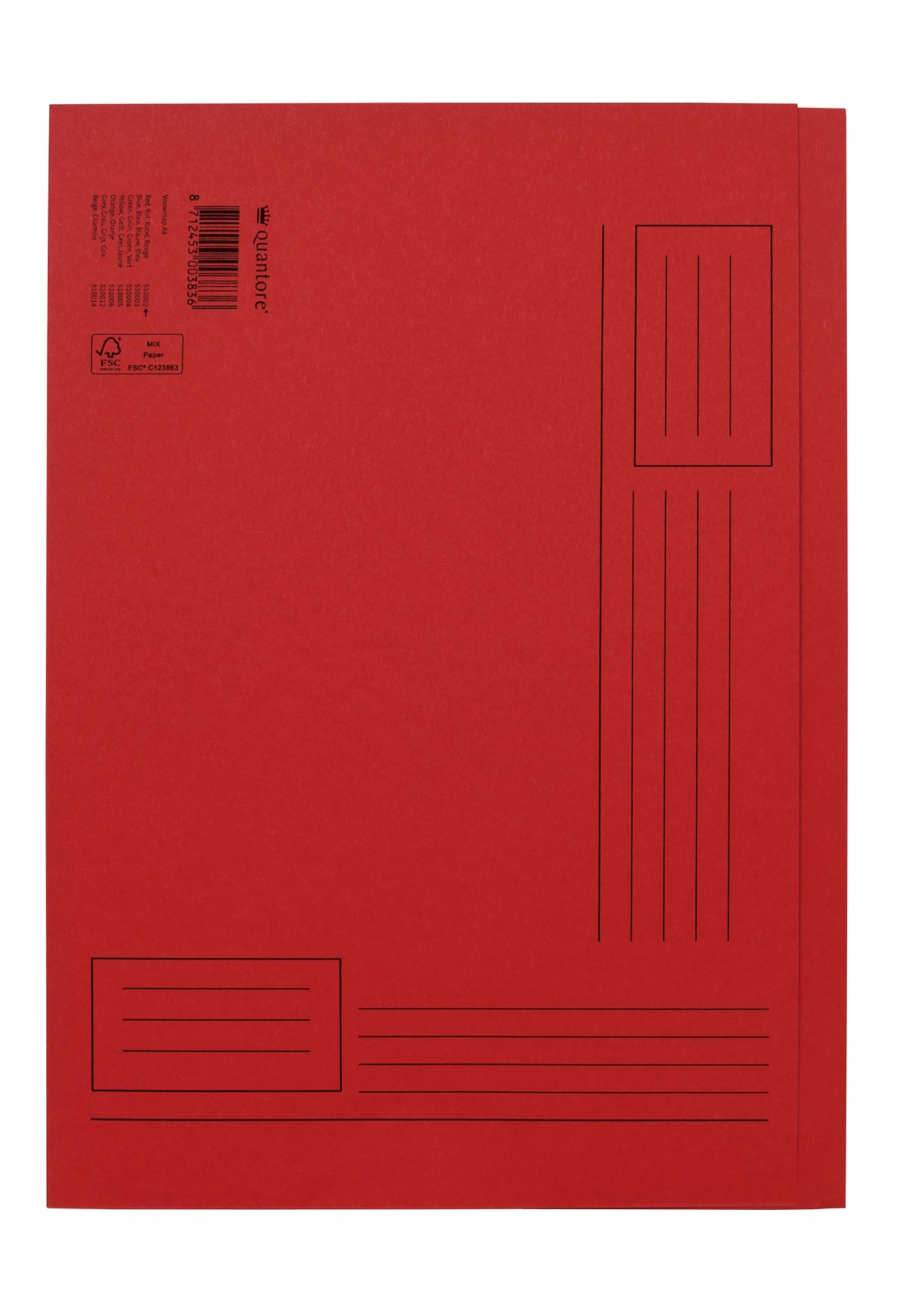 Quantore - Faltmappe A4 unebene Seite 250gr rot | 10 Stück