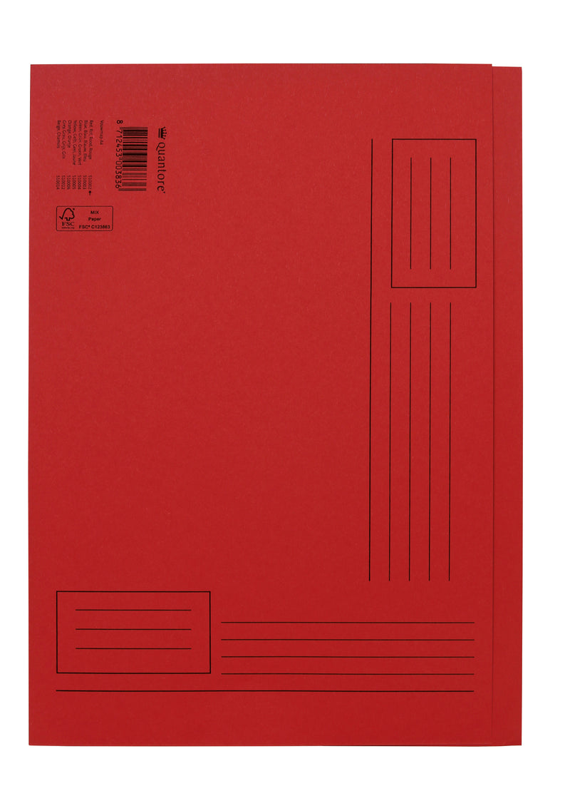 Quantore - Faltmappe A4 unebene Seite 250gr rot | 10 Stück