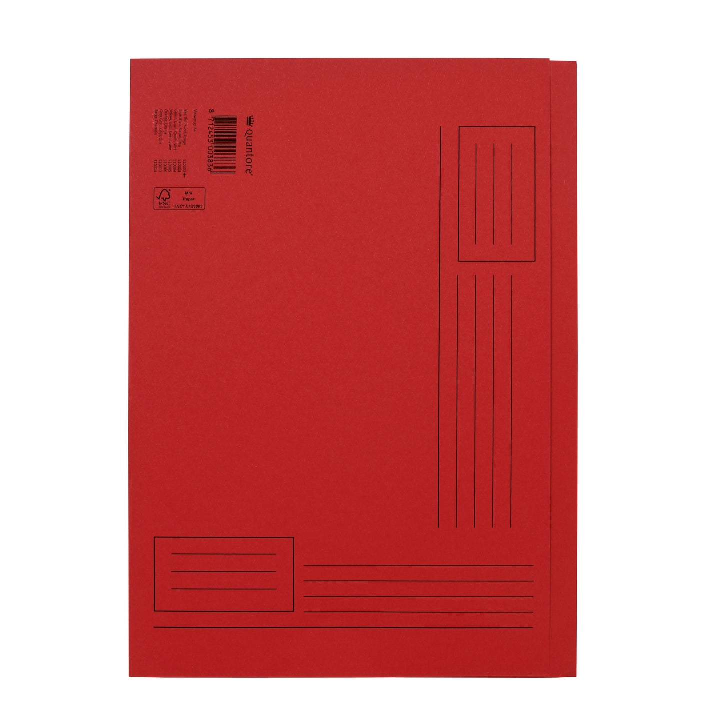 Quantore - Faltmappe A4 unebene Seite 250gr rot | 10 Stück