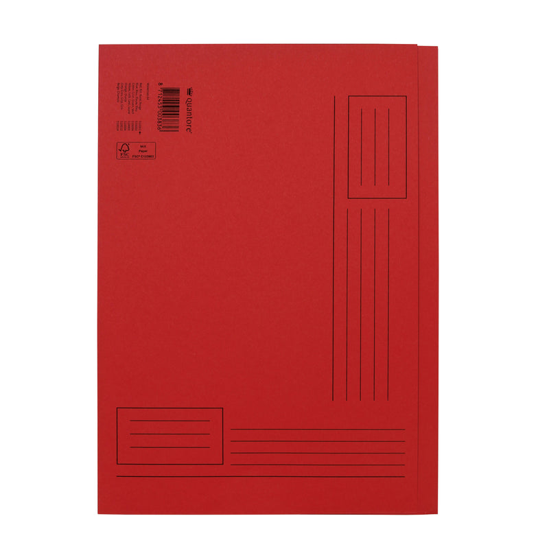 Quantore - Faltmappe A4 unebene Seite 250gr rot | 10 Stück