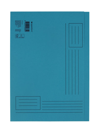 Quantore - Faltmappe A4 unebene Seite 250gr blau | 10 Stück