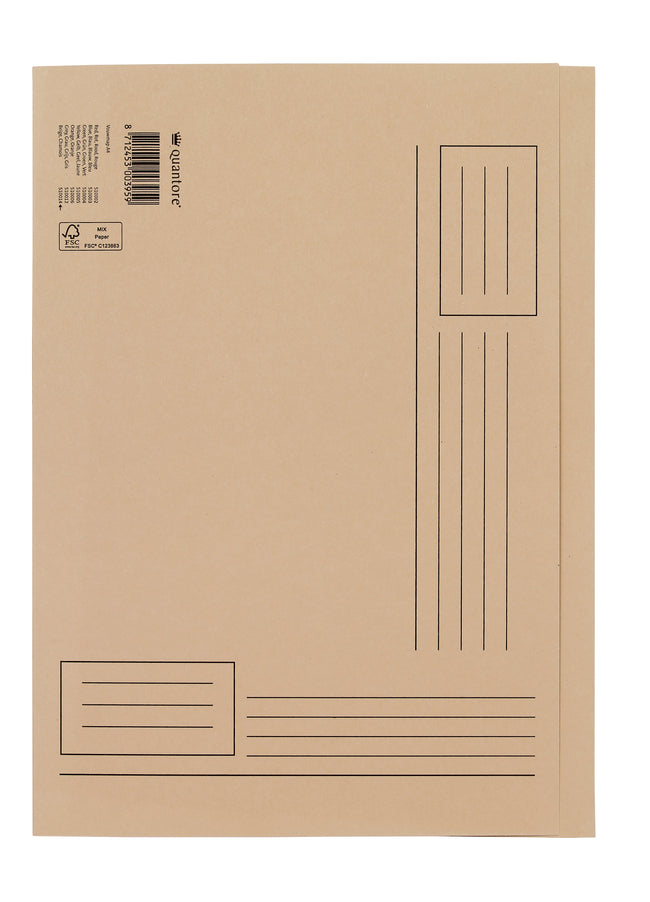 Quantore - Faltmappe A4 unebene Seite 250gr beige | 10 Stück