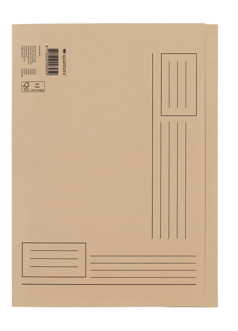 Quantore - Faltmappe A4 unebene Seite 230gr beige | 100 Stück
