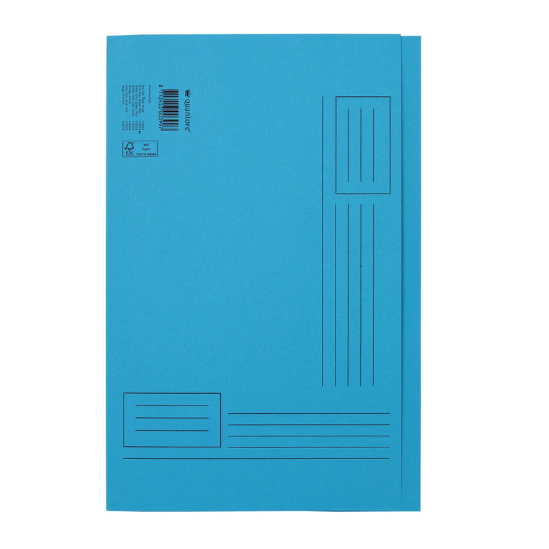 Quantore - Faltmappe Folio unebene Seite 250gr blau | 10 Stück