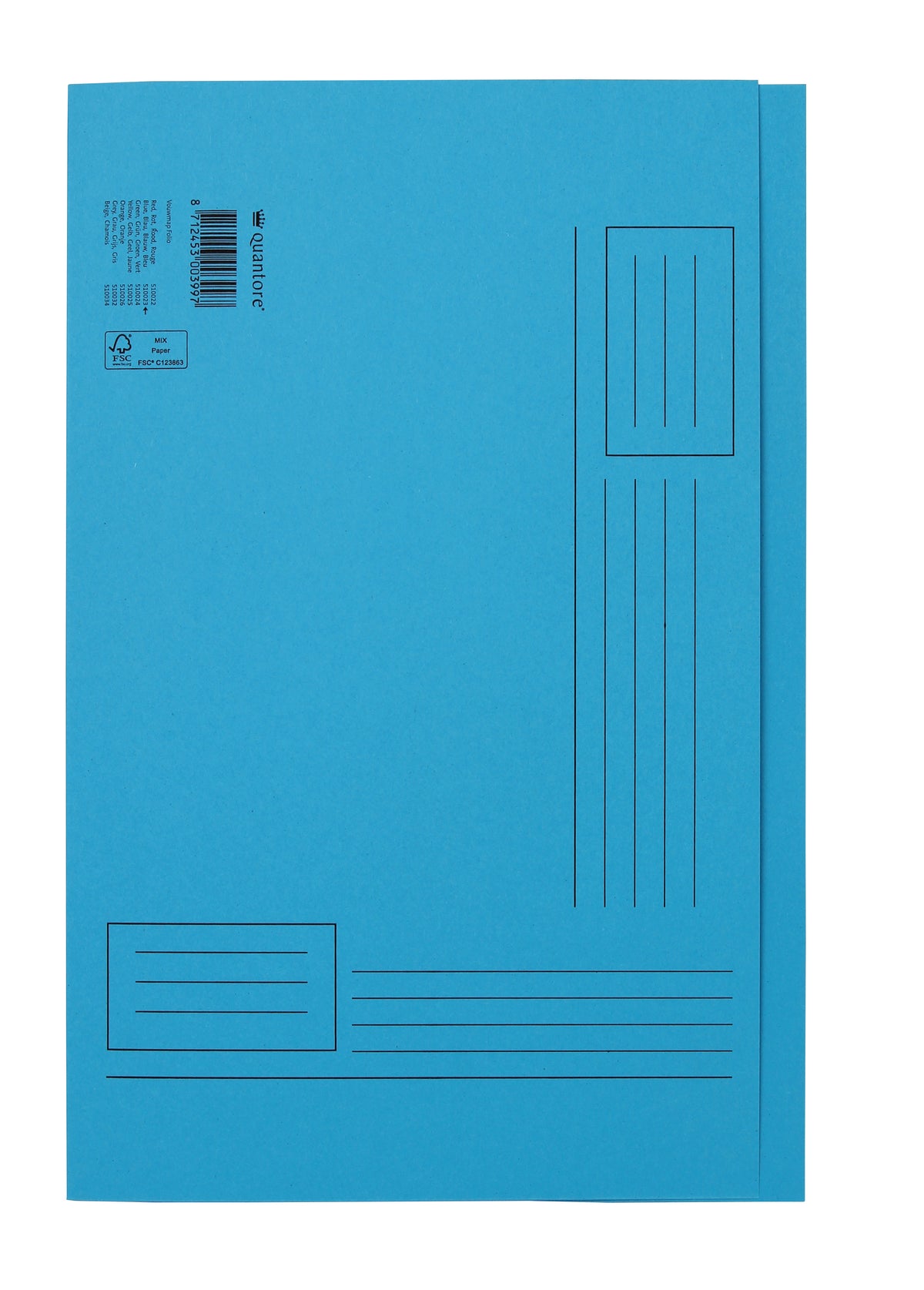 Quantore - Faltmappe Folio unebene Seite 250gr blau