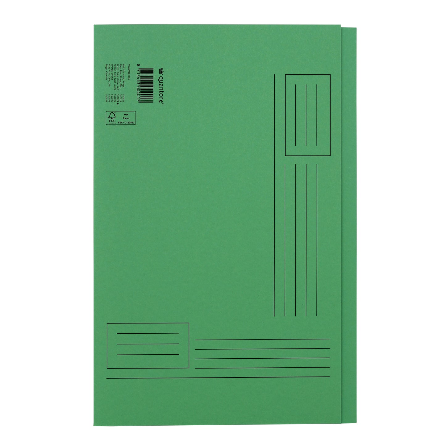 Quantore - Faltmappe Folio unebene Seite 250gr grün | 10 Stück