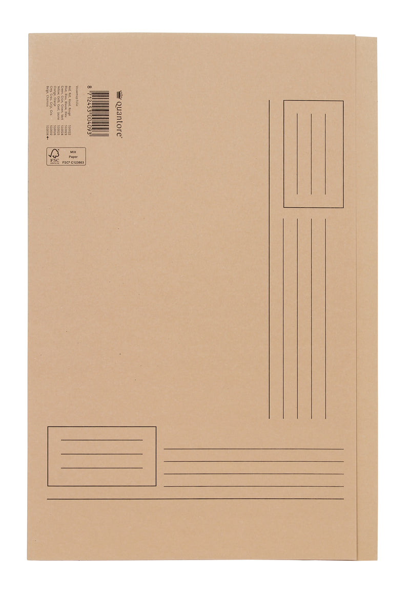 Quantore - Faltmappe Folio unebene Seite 250gr beige | 50 Stück