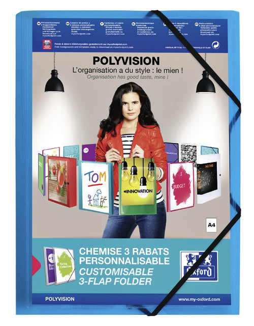 Elastomap Oxford Polyvision A4 mit Insekt -Beutel 3 Ventile PP Blau