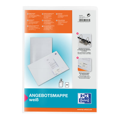 Oxford - Angebotsmappe A4 mit Einstecktasche 2 Klappen 0,5mm PP weiß