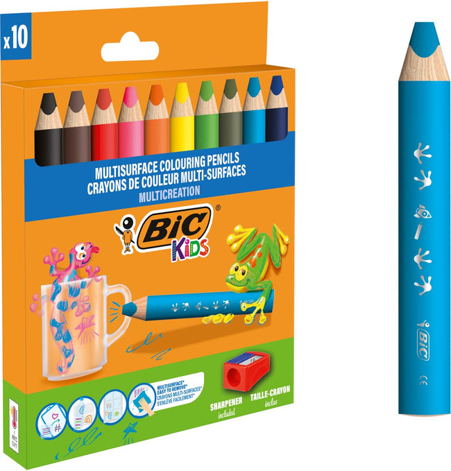 Bic Kids - Buntstifte Kids Multi Surface + Bleistiftspitzer sortiert 10 Stück