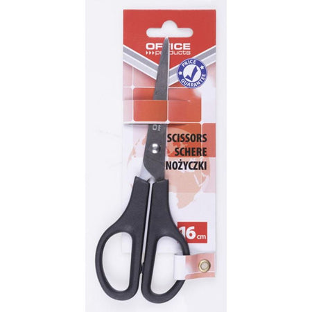 OFFICE products -   schaar, 16 cm, rechts en links, scherpe punt, zwart, blister van 1 stuk