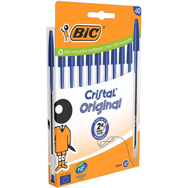 Bic - Kugelschreiber Cristal mittelblau, Blisterpackung mit 10 Stück