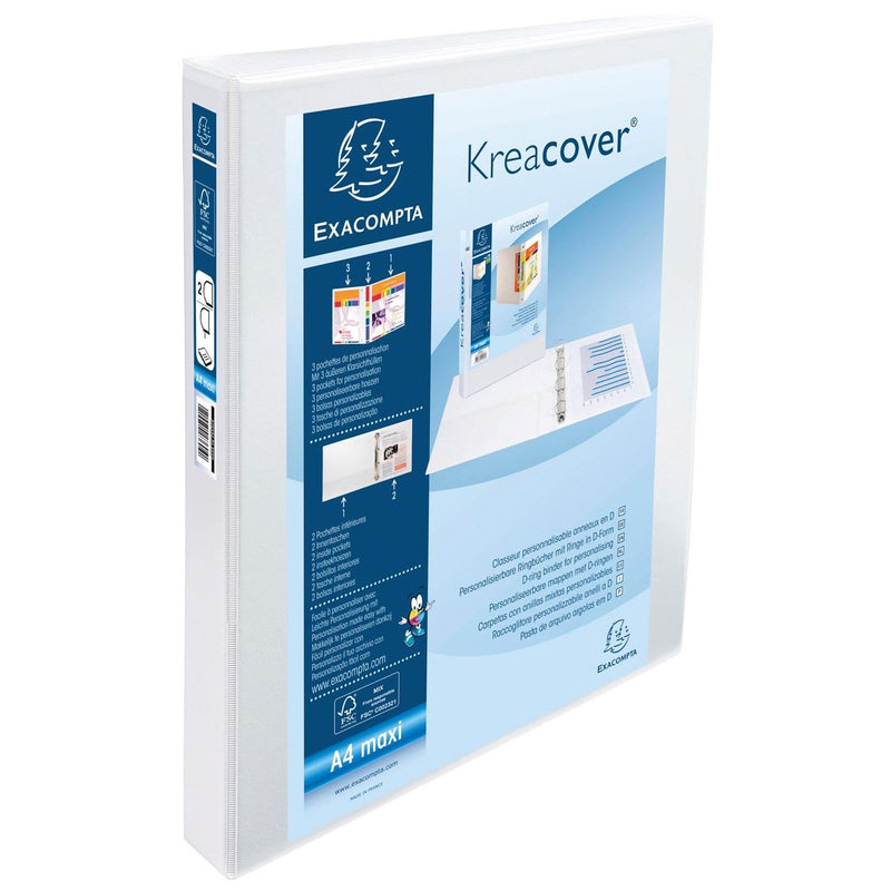 Exacompta - Kreacover personalisierbarer Ringordner weiß 2 Ringe à 25 mm