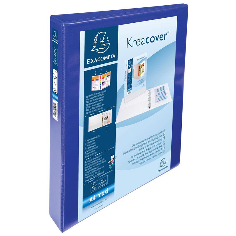 Exacompta - Kreacover personalisierbarer Ringordner blau 4 Ringe à 25 mm
