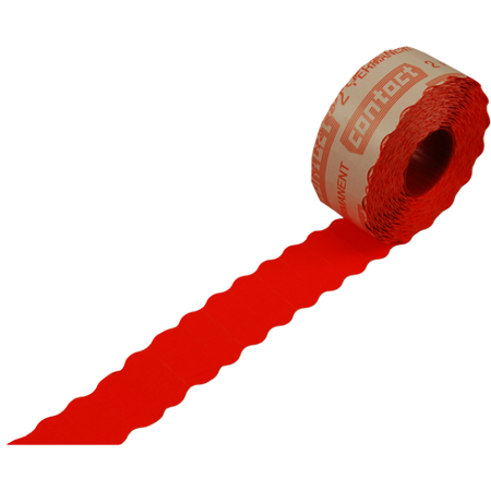 Kontakt - Etikett | Preisschild | Papier | dauerhaft | 26x12mm | fluoreszierend/rot | 18 Rollen