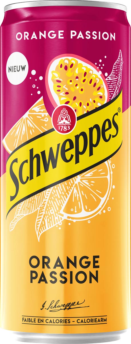 Schweppes -   Orange sion frisdrank, sleek blik van 33 cl, pak van 24 stuks