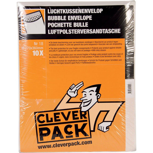 Cleverpack - Umschlag-Luftkissen Nr. 18, 295 x 370 mm, weiß, Packung mit 10 Stück