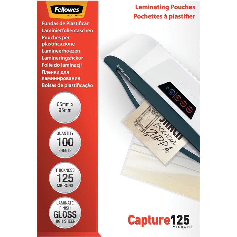 Fellowes - Laminierfolie Capture125 ft 65 x 95 mm, 250 Mikron (2 x 125 Mikron), 100er-Packung