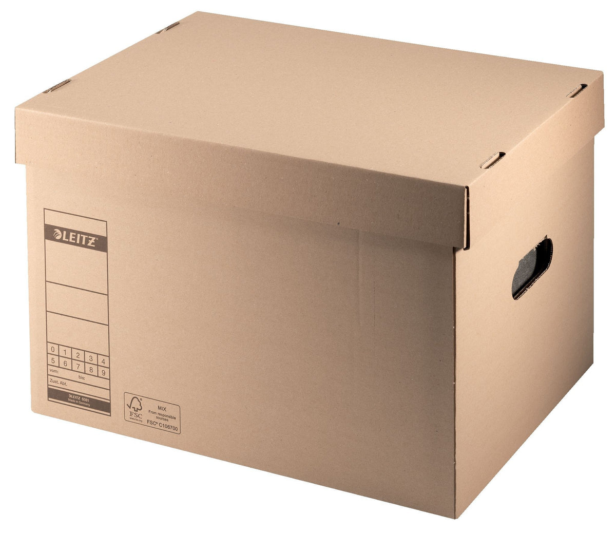 Leitz - Archiv- und Transportbox mit Deckel 335x280x440mm naturbraun | 10 Stück