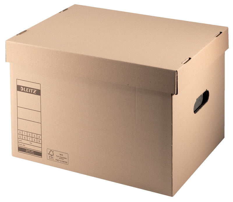 Leitz - Archiv- und Transportbox mit Deckel 335x280x440mm naturbraun | 10 Stück