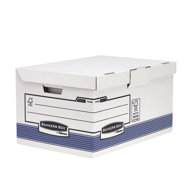 Bankers Box - Archivbox System Fold Flip Top Maxi Weiß Blau
