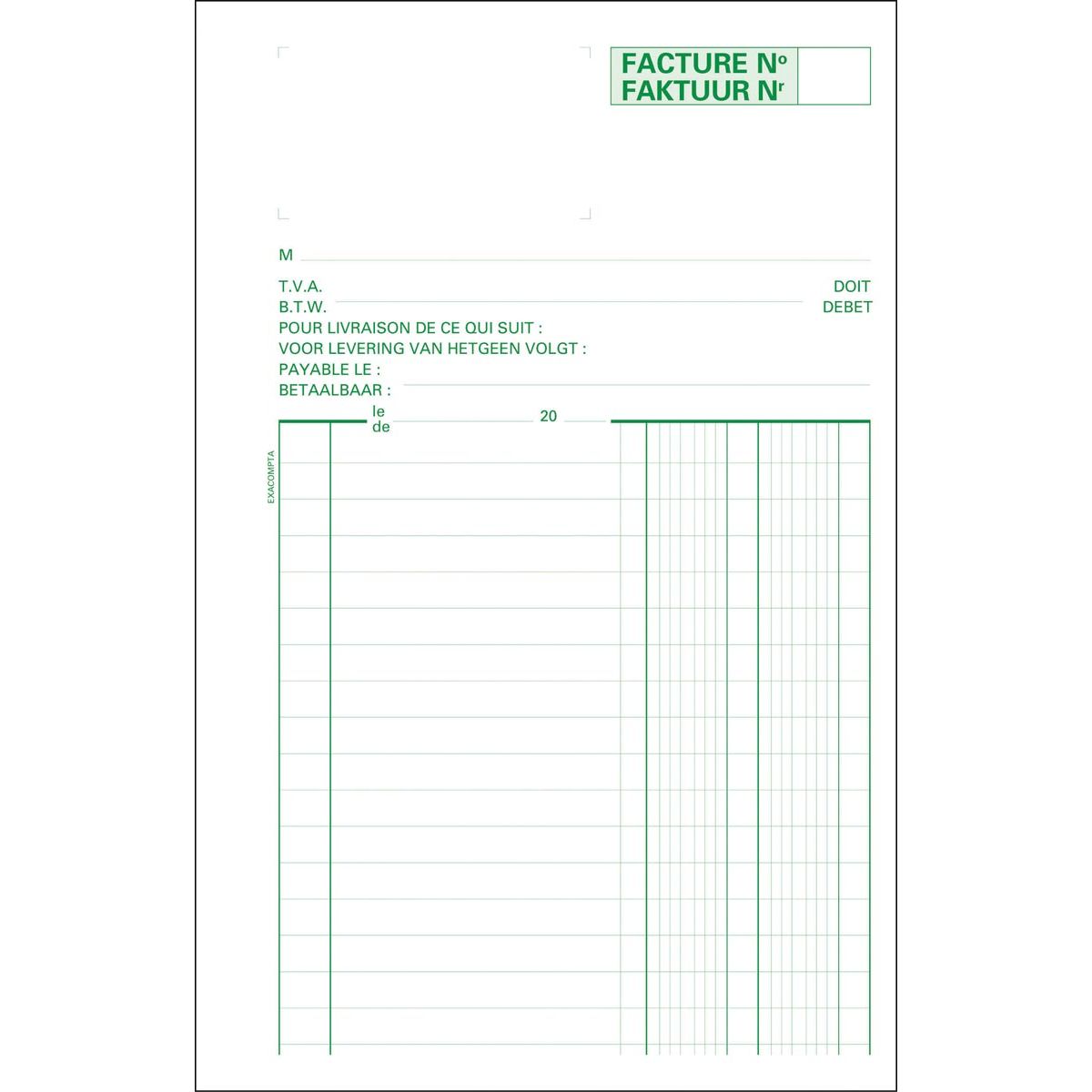 Exacompta - Rechnungsbuch, ft 21 x 13,5 cm, zweisprachig, Dupli (50 x 2 Blatt)