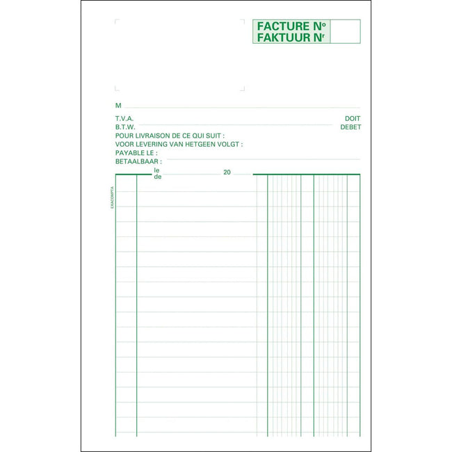 Exacompta - Rechnungsbuch, ft 21 x 13,5 cm, zweisprachig, Dupli (50 x 2 Blatt)