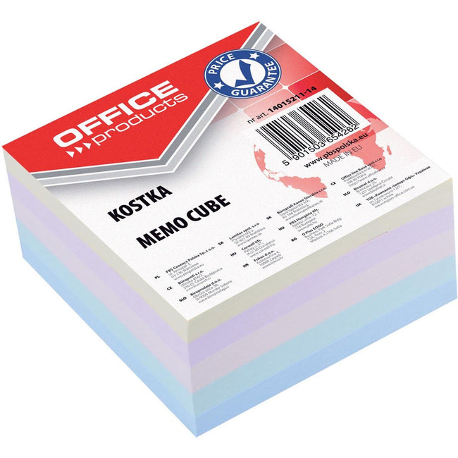 OFFICE products -   memokubus, gelijmd, 8,5 x 8,5 x 4 cm, geassorteerde pastelkleuren
