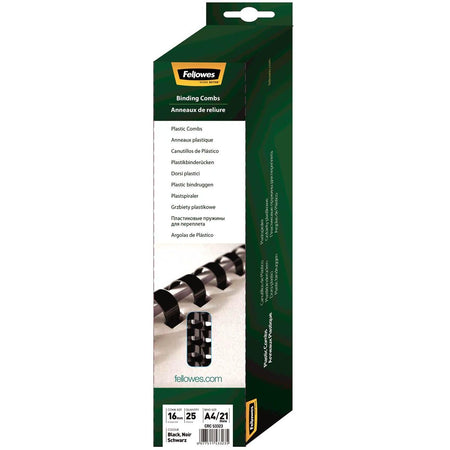 Fellowes - Binderücken, 25er Pack, 16 mm, Schwarz