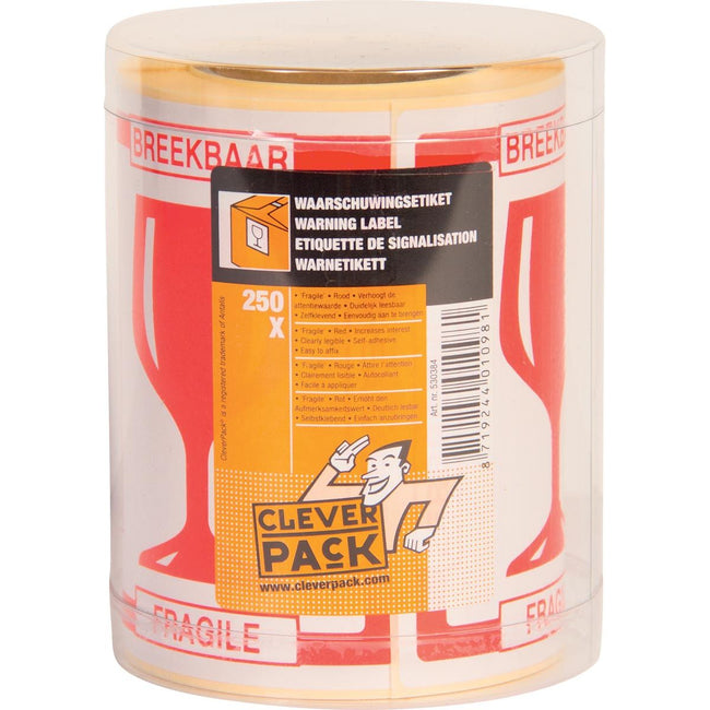 Cleverpack - fragile Etiketten, Packung mit 250 Stück