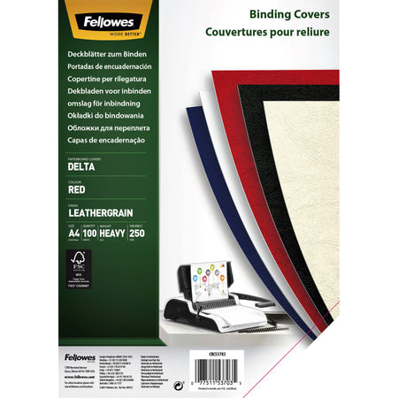 Fellowes - Deckblatt A4 Lederoptik rot