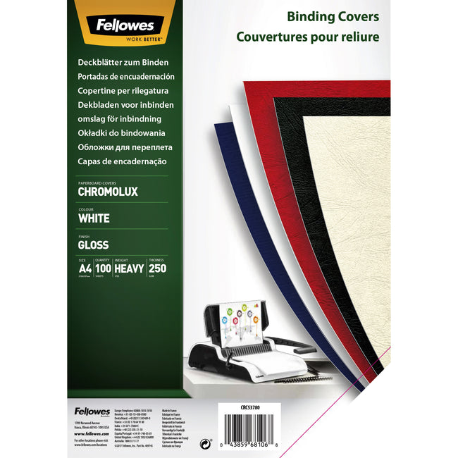 Fellowes - Deckblatt A4 Chromolux 250gr weiß