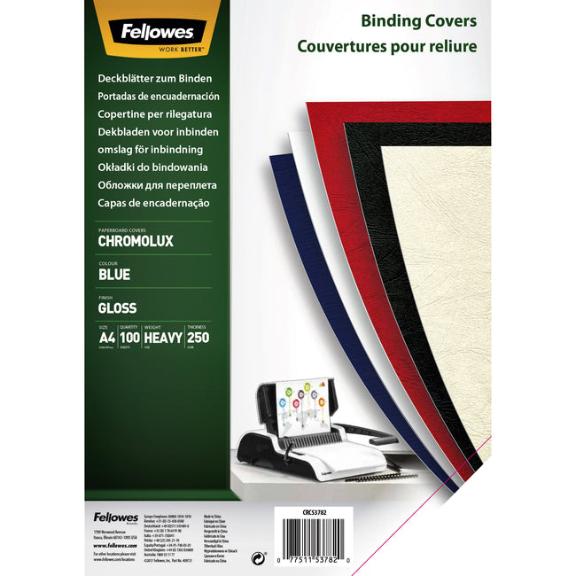 Fellowes - Deckblatt A4 Chromolux 250gr blau