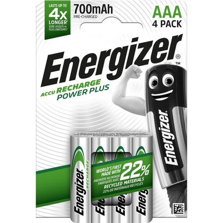 Energizer - Wiederaufladbare Batterien Power Plus AAA, Blister mit 4 Stück